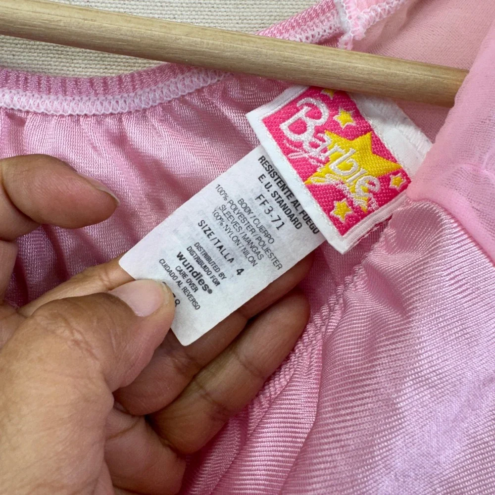 Barbie Vintage 90s Nightgown Girls Size 4/5 Pink Lace Barbiecore Mattel Set of 2